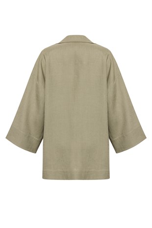Yeşil Organik Keten Kimono