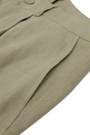 Yeşil  Organik Keten Pantolon
