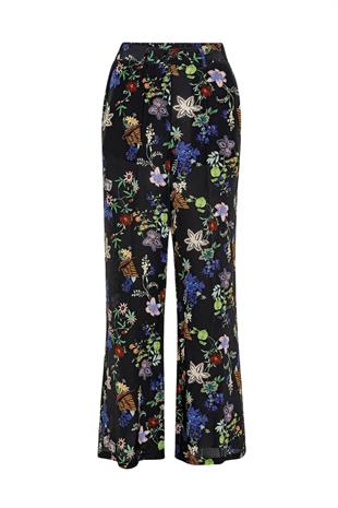 Floral Desen Krep Pantolon