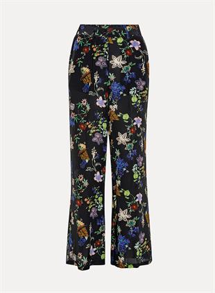 Floral Desen Krep Pantolon