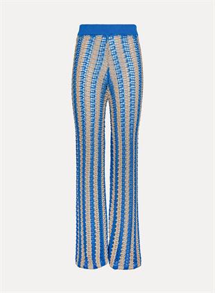 Turkuaz Geniş Paça Örgü Pantolon