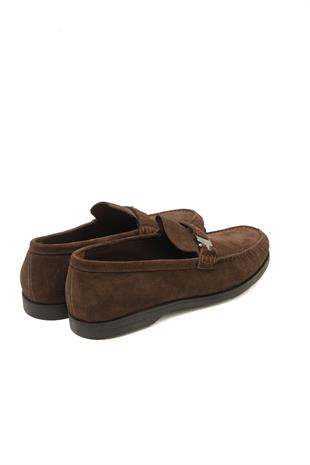 Kahverengi Toka Detaylı Süet Loafer