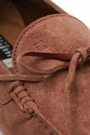 Kiremit Rengi Süet Bağcıklı Loafer