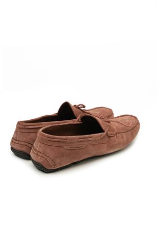 Kiremit Rengi Süet Bağcıklı Loafer