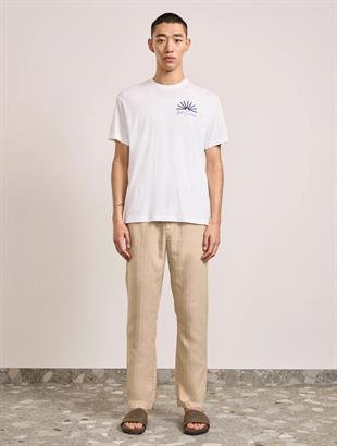 Erkek Beyaz Pamuklu Desenli T-Shirt