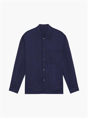 Erkek Lacivert Keten Gömlek