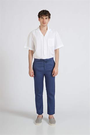 Lacivert Keten Pantolon