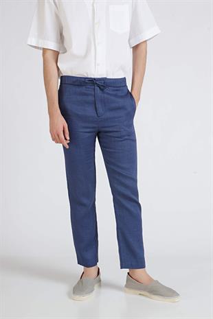 Lacivert Keten Pantolon
