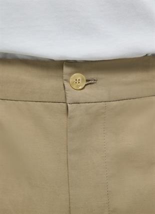 Beli Lastikli Pamuk ve Keten Pantolon