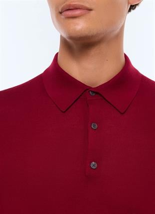 Bordo Fit Kesim Polo Yaka Triko