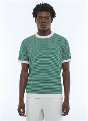 Çizgili Merserize Pamuklu T-Shirt
