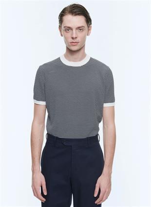 Çizgili Merserize Pamuklu T-Shirt