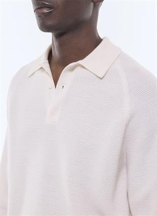 Ekru Polo Yaka Yün Triko