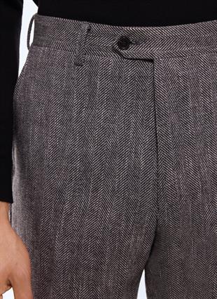 Gri Klasik Kesim Yün Pantolon