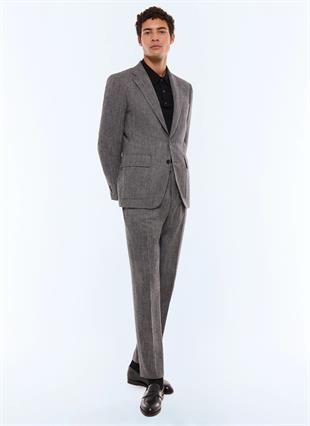 Gri Yün Karışımlı Slim Fit Ceket