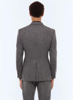 Gri Yün Karışımlı Slim Fit Ceket