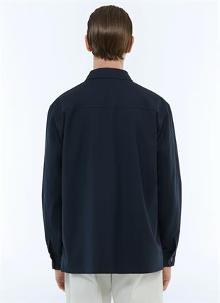 Lacivert Düğme Kapamalı Ceket