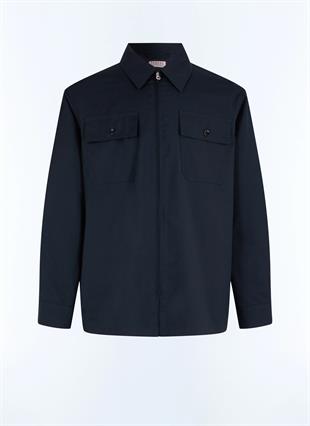 Lacivert Düğme Kapamalı Ceket