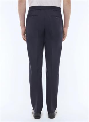 Lacivert Esnek Bel Detaylı Jersey Pantolon