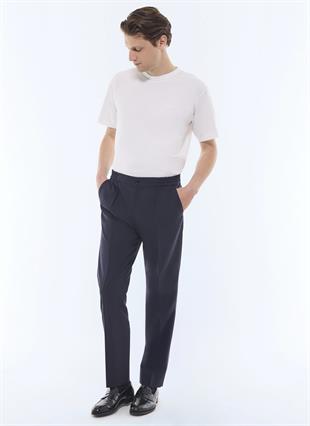 Lacivert Esnek Bel Detaylı Jersey Pantolon