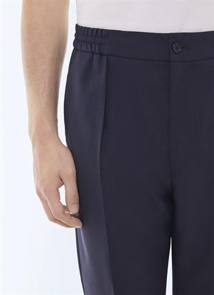 Lacivert Esnek Bel Detaylı Jersey Pantolon