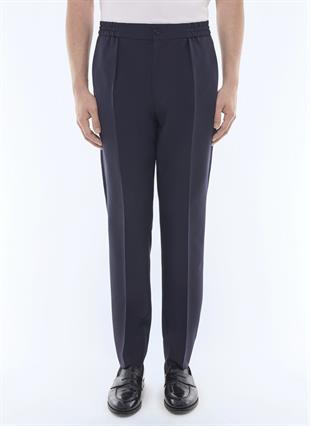 Lacivert Esnek Bel Detaylı Jersey Pantolon