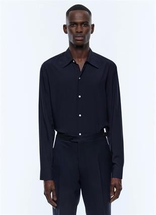 Lacivert Uzun Kollu Gömlek