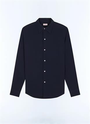 Lacivert Uzun Kollu Gömlek