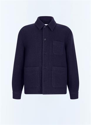 Lacivert Yün Cepli Ceket