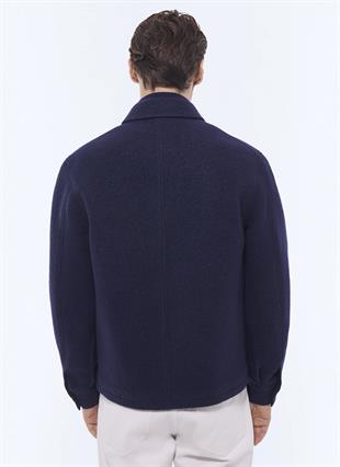 Lacivert Yün Cepli Ceket