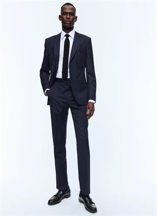 Lacivert Yün Slim Fit Ceket