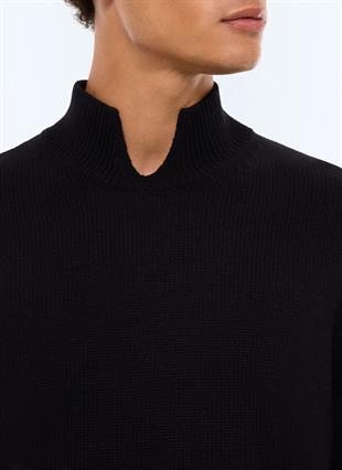 Siyah Yün Karışımlı Triko