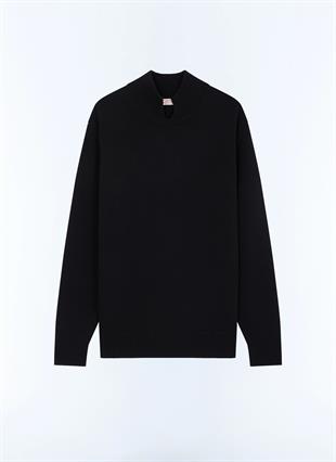 Siyah Yün Karışımlı Triko