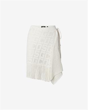 Beyaz Ajurlu Mini Etek