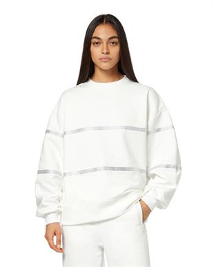 Beyaz Taş Geçişli Sweatshirt