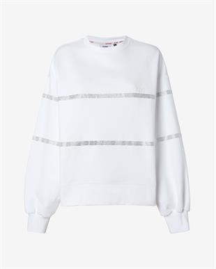 Beyaz Taş Geçişli Sweatshirt