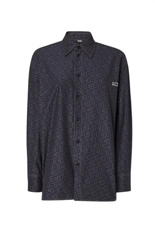 Monogram Desen Oversize Gömlek