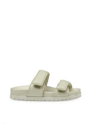 Krem Çift Bantlı Kadın Terlik