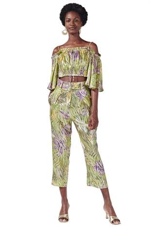 Jakarlı Düşük Bel Pantolon