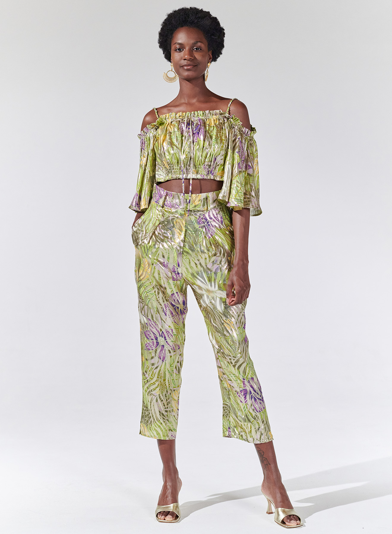 Jakarlı Düşük Bel Pantolon