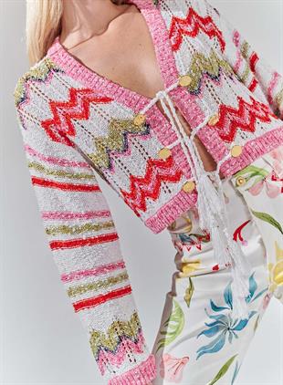 Zizak Desen Crop Hırka