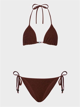 Dokulu Kahverengi Bikini Takımı