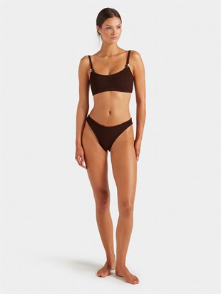 Dokulu Kumaş Askılı Bikini Takımı
