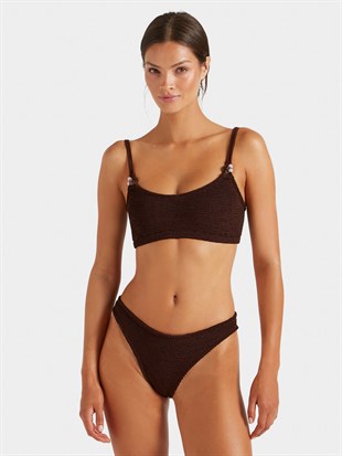 Dokulu Kumaş Askılı Bikini Takımı
