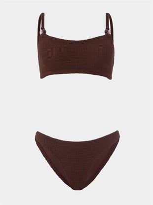 Dokulu Kumaş Askılı Bikini Takımı