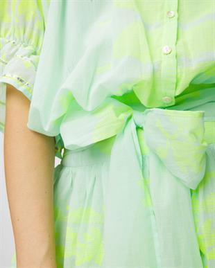 Yeşil Kemerli Mini Elbise