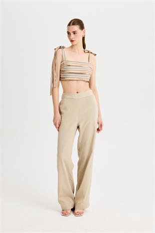 Beli Lastikli Kum Bej Pantolon