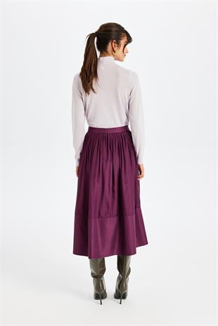 Bordo Midi İpek Etek