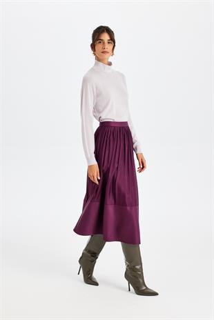 Bordo Midi İpek Etek