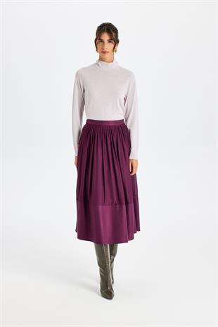 Bordo Midi İpek Etek